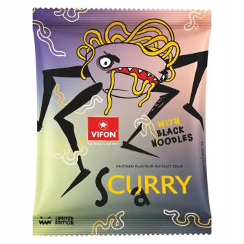 Vifon Curry zupa błyskawiczna z czarnymi nudlami o smaku kurczaka 70g