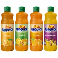 Sunquick Zestaw koncentratów do napoju mix smaków 4x700ml - Mango, Pomarańcza, Marakuja, Owoce tropikalne