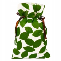 Pakado beżowy Worek prezentowy w zielone listki 30 x 45 cm