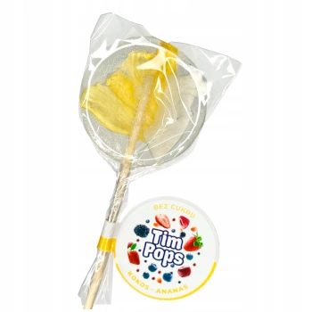 TimPops lizak bez cukru o smaku kokos-ananas z owocem w środku 17 g