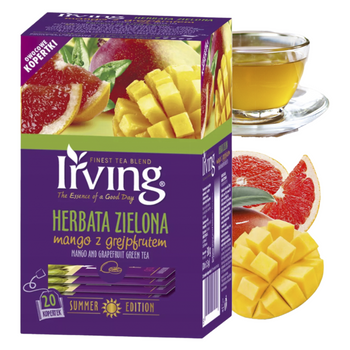 IRVING herbata zielona MANGO GREJPFRUT 20 kopert