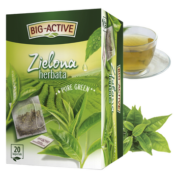 BIG ACTIVE herbata zielona PURE GREEN 20 kopert