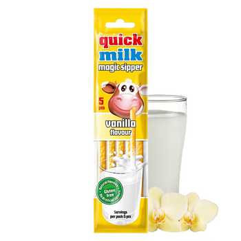 QUICK MILK słomki smakowe DO MLEKA o smaku WANILIOWYM 5 sztuk 30G