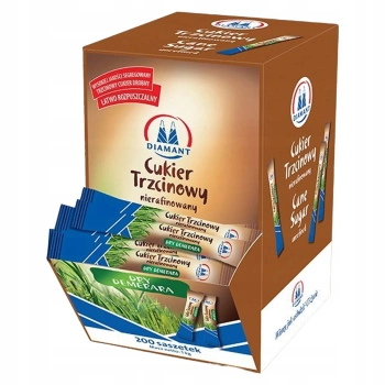 Diamant cukier trzcinowy nierafinowany w saszetkach 200 sztuk 1 kg