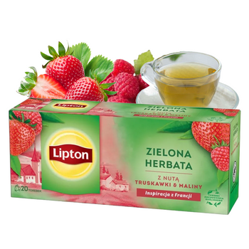 LIPTON herbata zielona Z NUTĄ TRUSKAWKI I MALINY 25 torebek