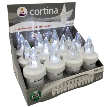 Cortina białe wkłady led do zniczy Memor 12 sztuk