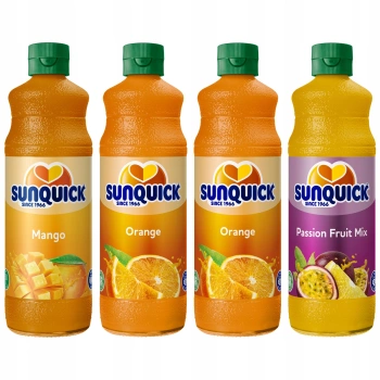 Sunquick Zestaw koncentratów do napoju mix smaków 4x700ml - Mango, Pomarańcza, Marakuja