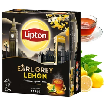 Lipton herbata czarna earl grey lemon cytryna 92 torebki