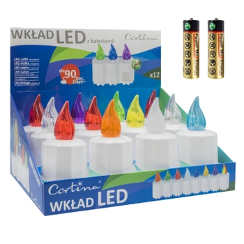 Cortina wkłady do zniczy led Melius 8 kolorów 12 sztuk