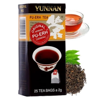 Herbata czerwona chińska Pu Erh Yunnan P901 25 torebek